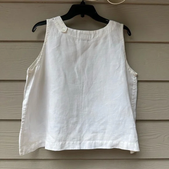 Eskandar Women's Linen White Sleeveless Top